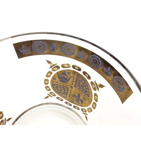 Vintage Gold Glass Ice Bucket Vito Bari Fleur de Lis Design Hollywood MCM Decor - Picture 6 of 6